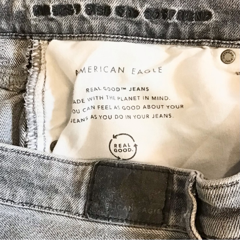 American Eagle 12 Highest Rise 90s Boyfriend Women’s Jeans Gray Distressed - Picture 8 of 11